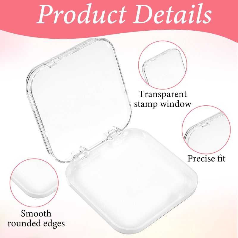 Styquenzer 4 PCS 2.95" Nail Art Display Box, Press On Nail Storage Box Acrylic Nails Display Boxes Clear Empty Plastic Nails Tips Storage Boxes with 30 Pcs Adhesive Double Sided Tape for Art Salon (White) - Image 3